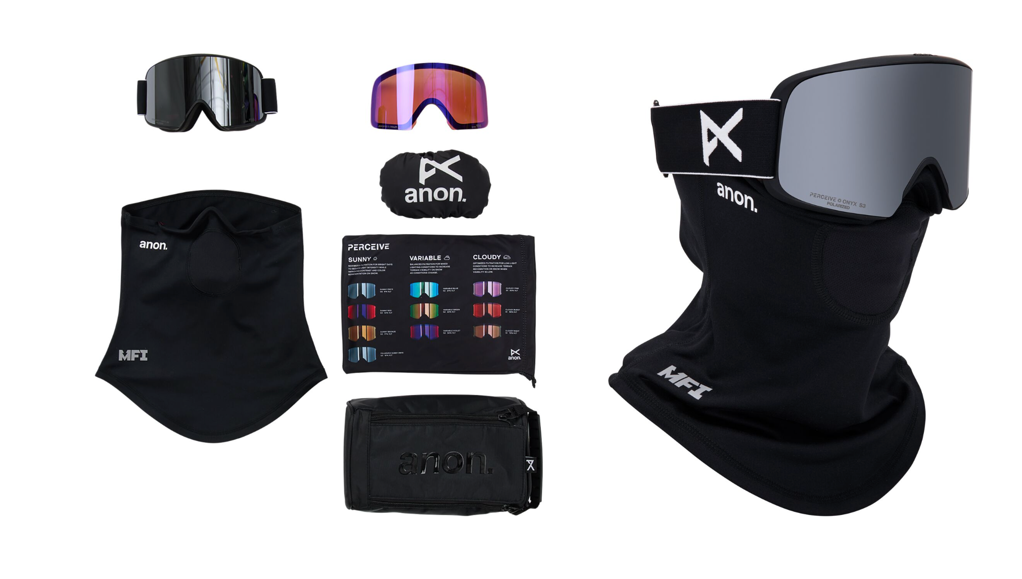 Anon Goggles: M6 + MFI Mask Black/Perceive Polarized Sunny Onyx
