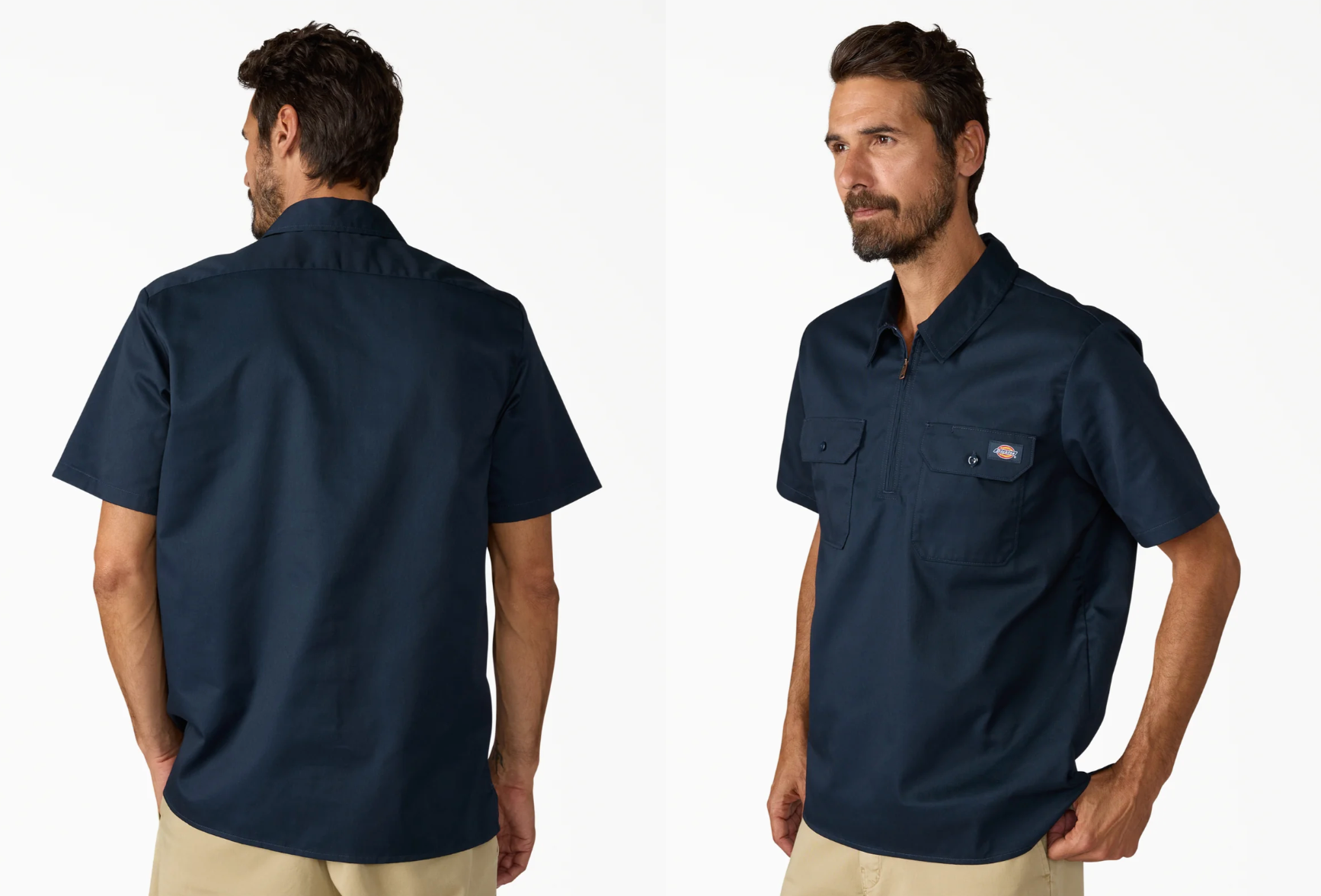 Dickies: 1/4 Zip Short Sleeve Work - Dark Navy