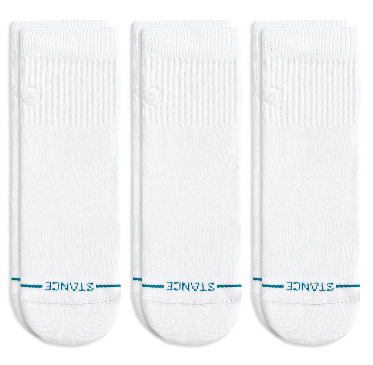 Stance Socks: Icon Quarter - White 3 Pack
