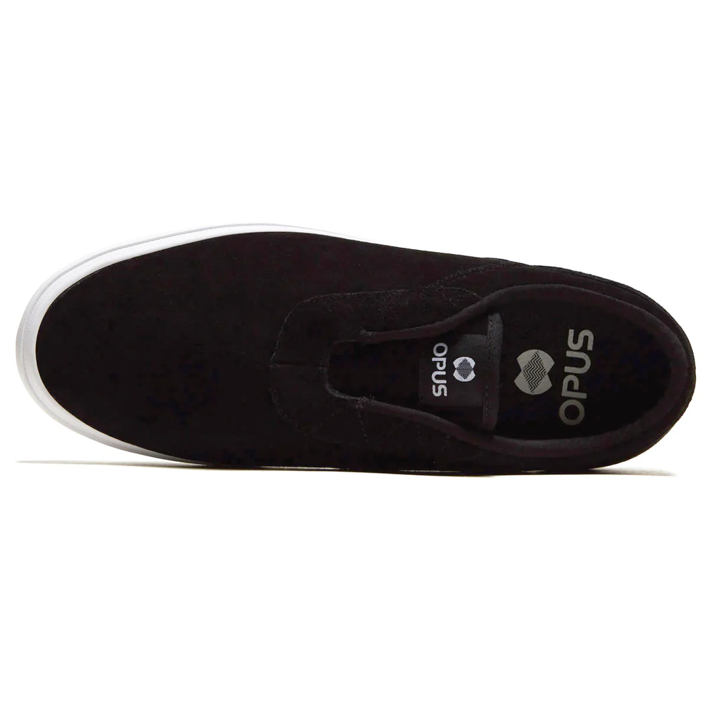 Opus Footwear: Honey Slip - Black Suede / White