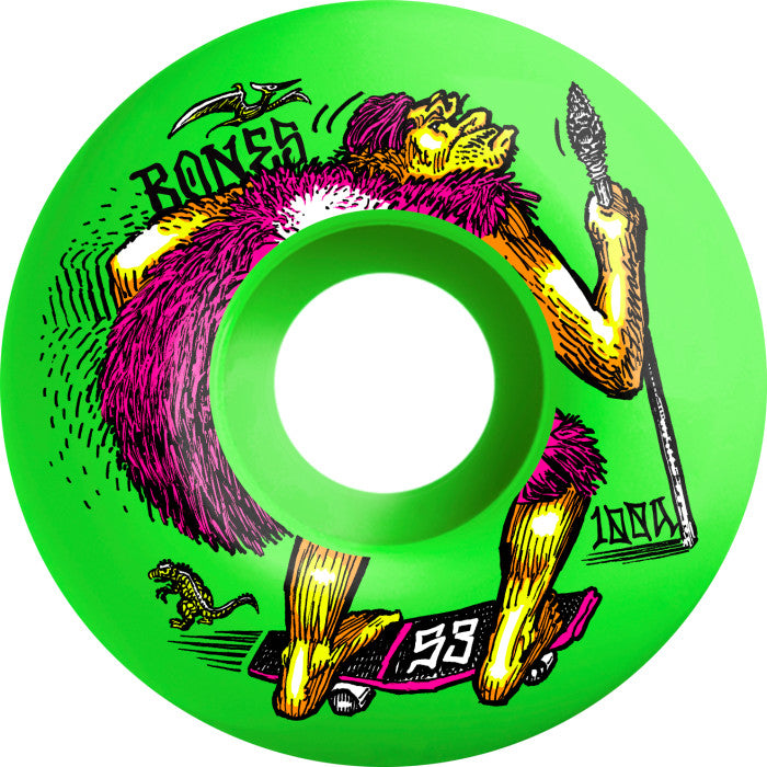 Bones Wheels: NEONderthal 53mm V4 Wide OG Formula - Green