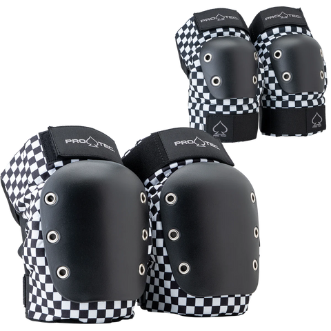 Pro-Tec Elbow/Knee Combo Pack - Checkered - Open Back